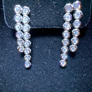 🆕 Platinum & SS Crystal Earrings 💎 Bridal 👰‍♀️